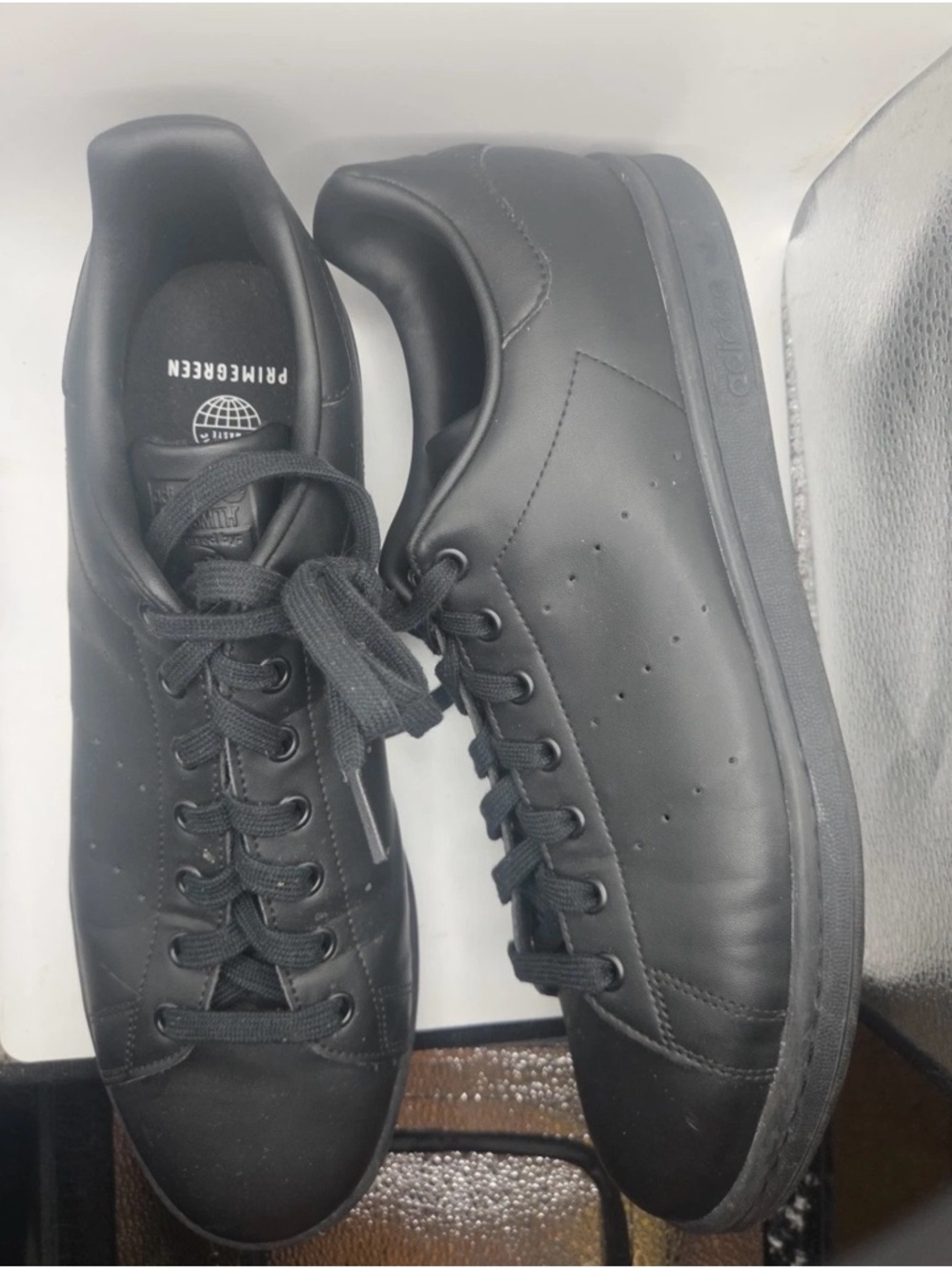 Adidas Stan Smith Size 13 Triple Black Leather Sneakers Classic Minimalist